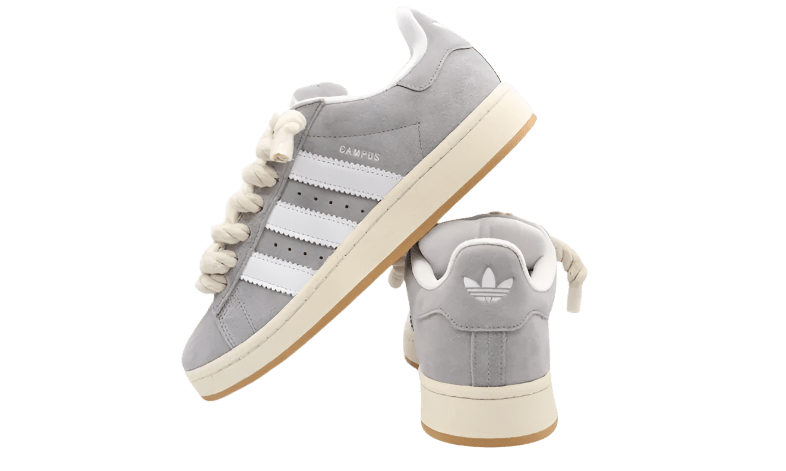 ADIDAS CAMPUS 00S GREY WHITE W/ BEIGE ROPE LACES (CUSTOM) - Rdrop