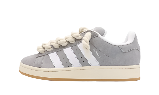 ADIDAS CAMPUS 00S GREY WHITE W/ BEIGE ROPE LACES